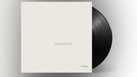 A picture of The Beatles White Album on vinyl.