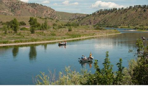 Photo of fishermen on the Missouri River. 