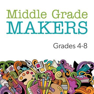 Wording Middle Grade Makers Grade 4-8 image of illustrated art supplies