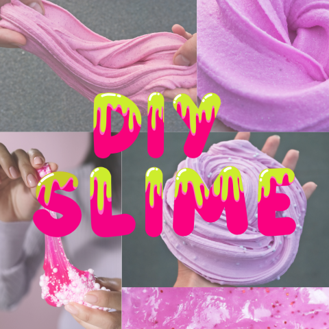 DIY SLIME text with pictures of slime