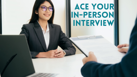 A lady aces her in-person interview.