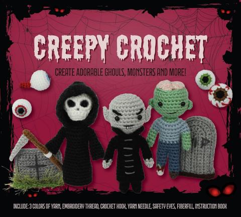 Creepy Crochet Kit with three crochet figures