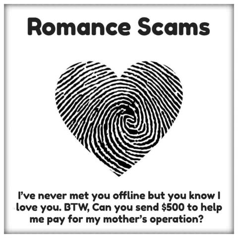 Romance Scams - A heart with fingerprints