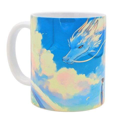 Mug with dragon and clouds design