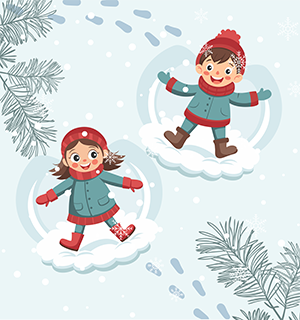 illustration of children making snow angels