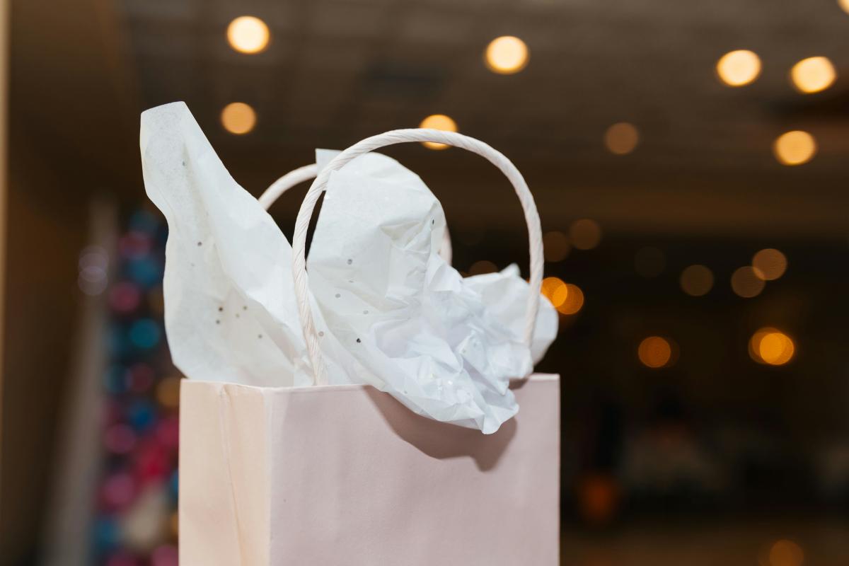 a plain gift bag with tissue