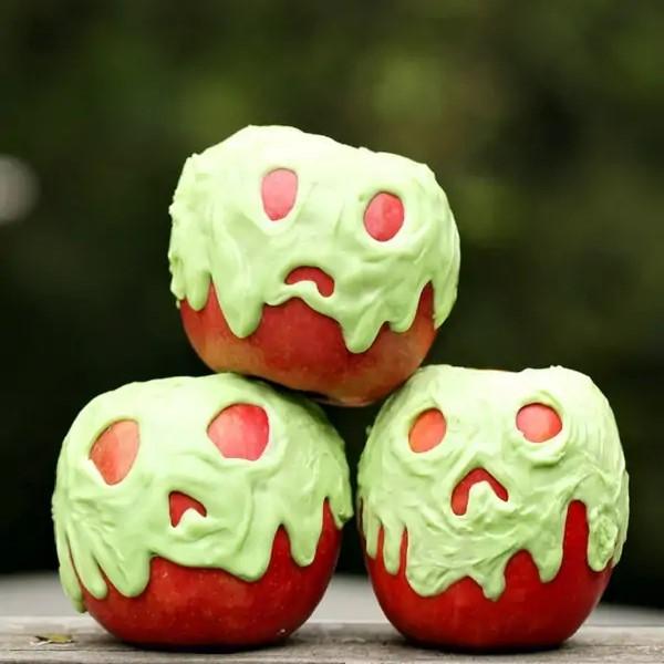 apple with green decorative icing