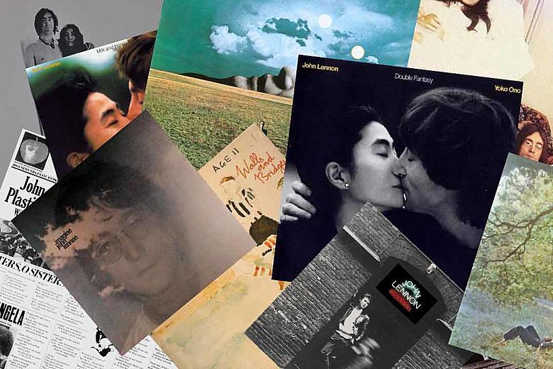 Collage of John Lennon's album covers.