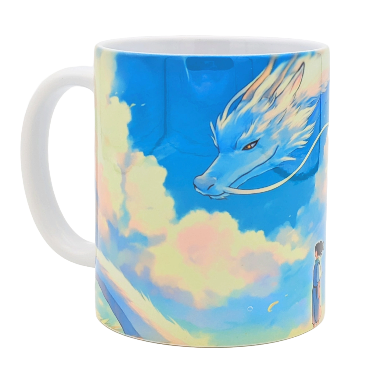 Mug with dragon and clouds design